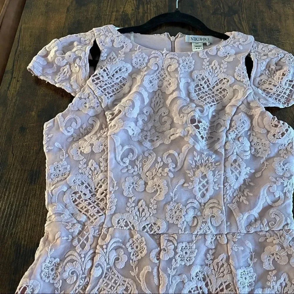 nikibiki pink crochet cup sleeve dress size m - Picture 11 of 16